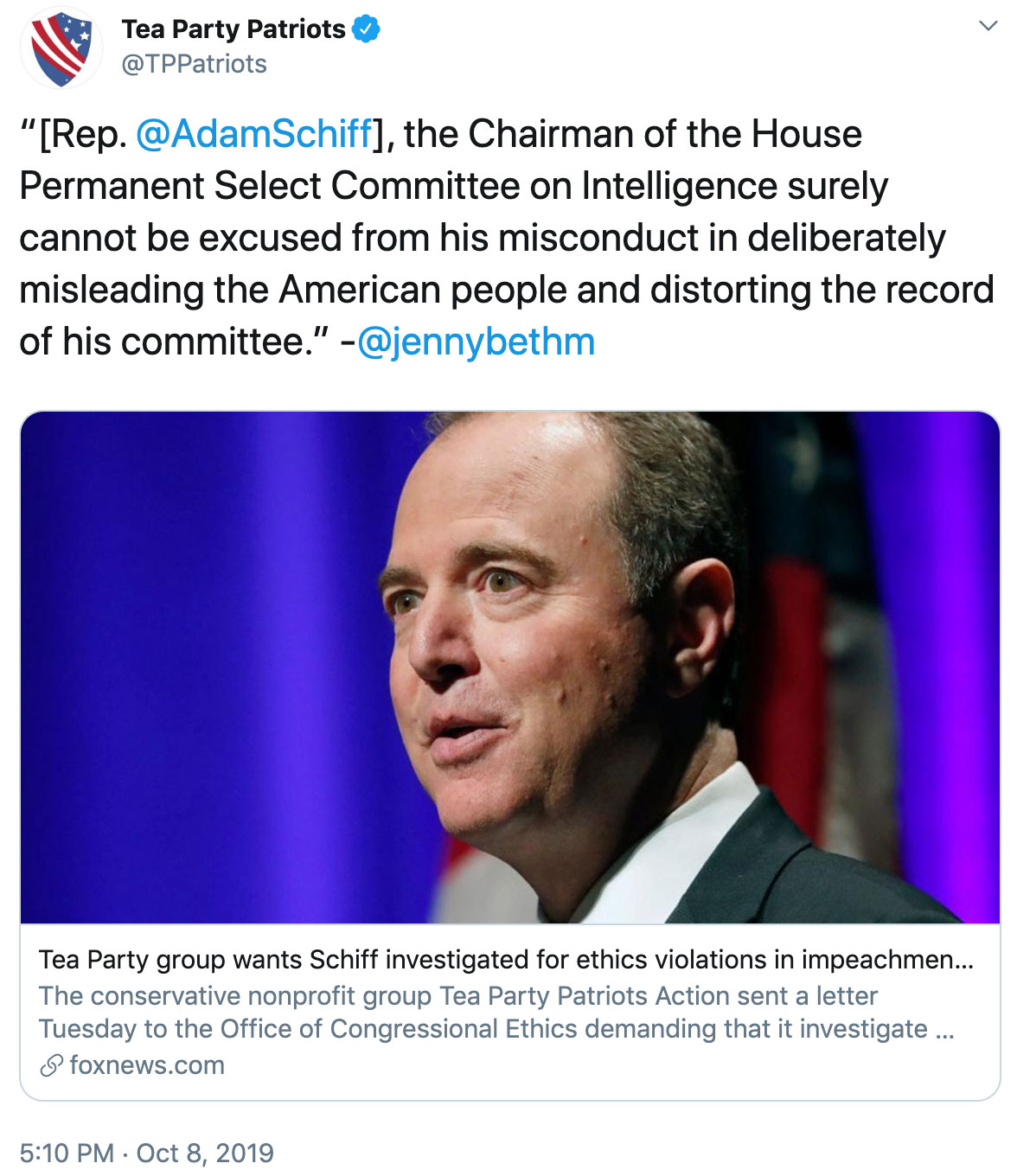 Retweet this Rep. Schiff Ethics Violation Tweet